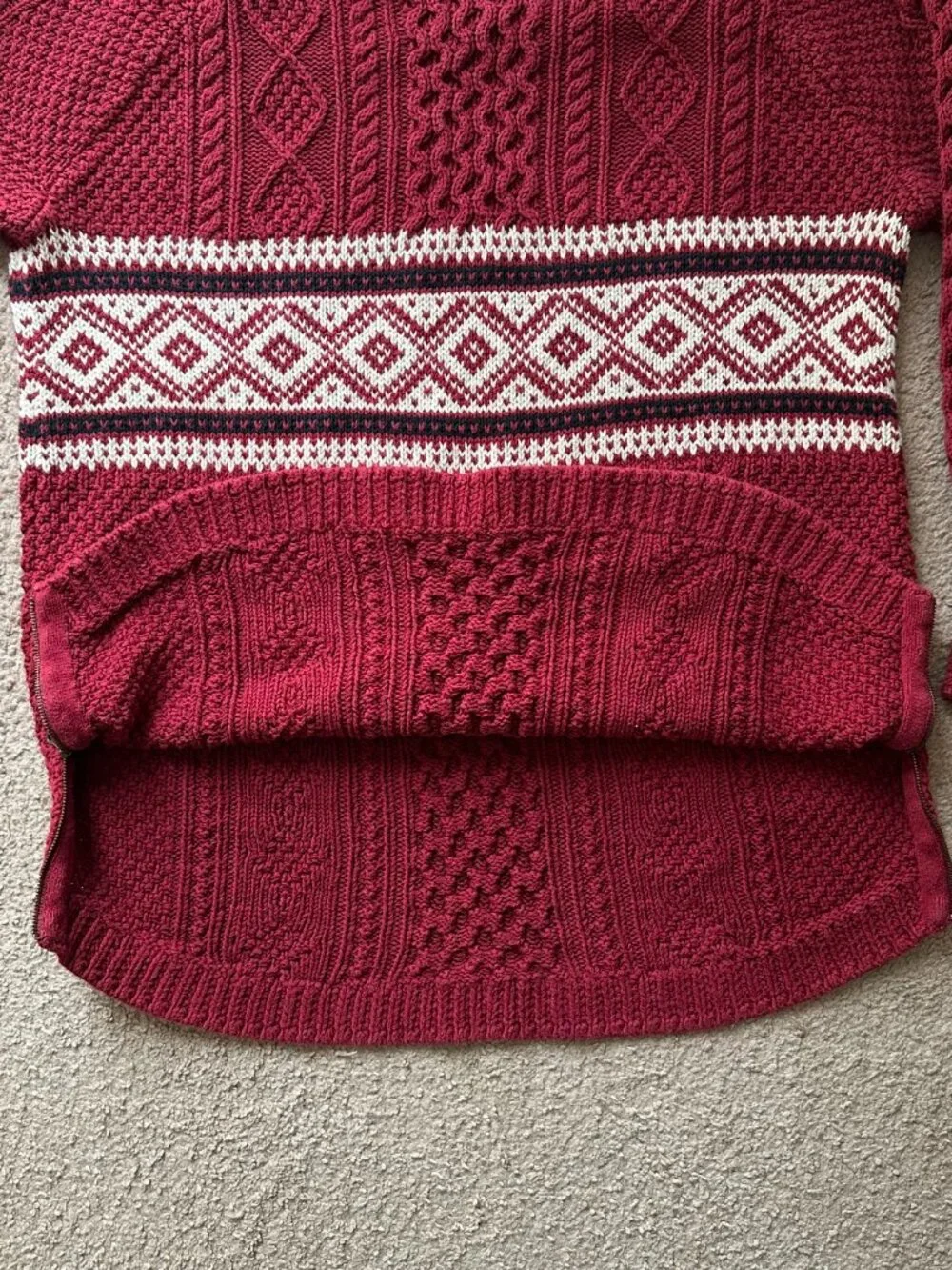 LL Bean Sweater Womens XL Signature Crewneck Chunky Cableknit Long Sleeve Red - Picture 6 of 12